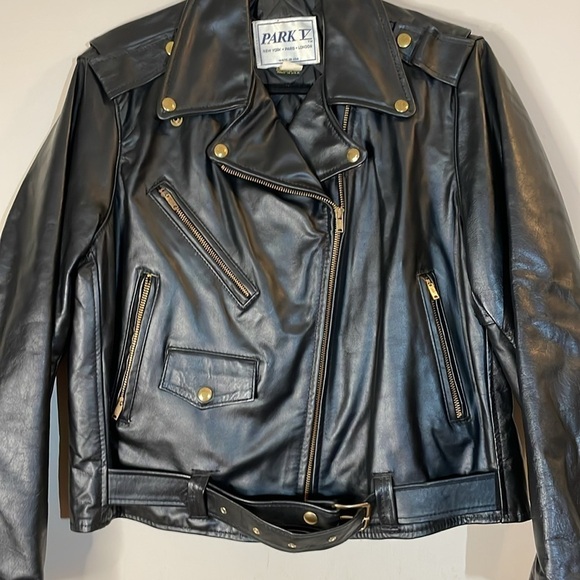 Vintage Park V Black Leather Made in USA Moto Jacket - Picture 5 of 11